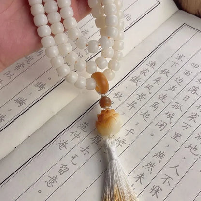 White jade bodhi 108 beads bracelet