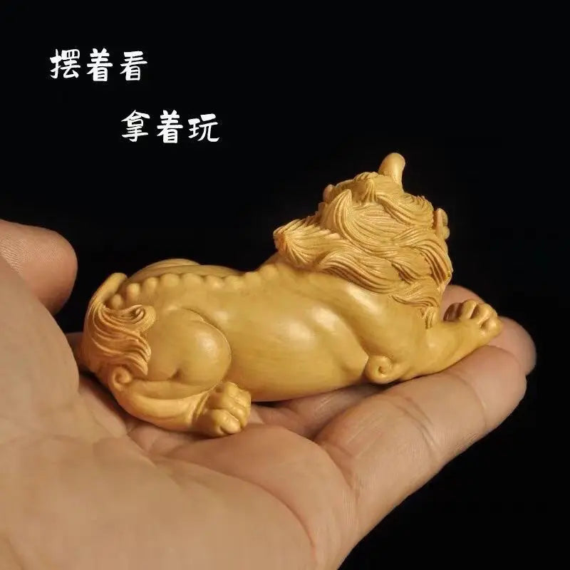 Boxwood carved Tianlu Pixiu fortune-attracting hand-held ornament