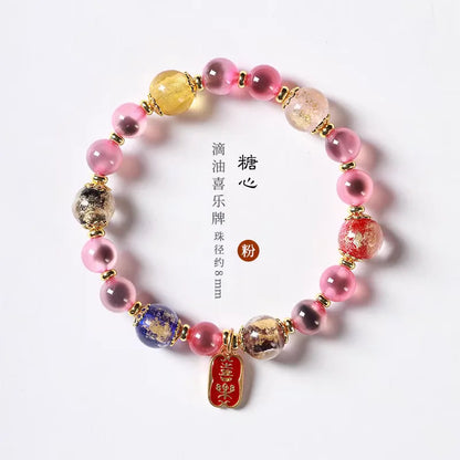Candy Heart Agate Lucky Bead Bracelet