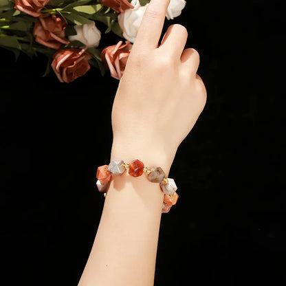 Natural coral jade hexagonal star bracelet