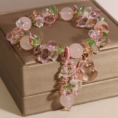 Forest-style fresh rose quartz bracelet