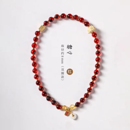 Candy Heart Agate Lucky Bead Bracelet