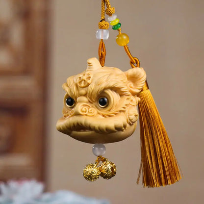 Boxwood lion dance pendant car ornament