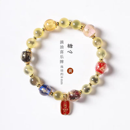 Candy Heart Agate Lucky Bead Bracelet