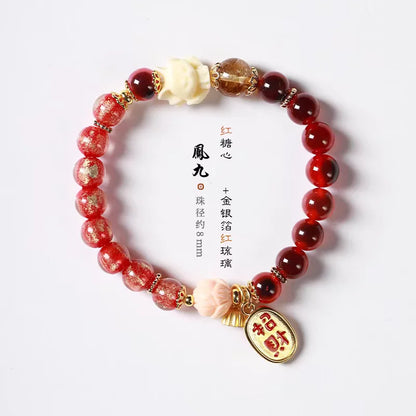 Candy Heart Agate Lucky Bead Bracelet