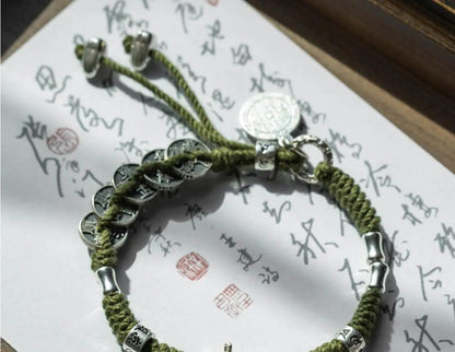 Five Emperors' Coins Braided Bracelet