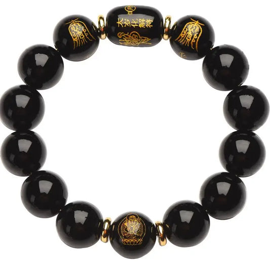 Obsidian Zodiac Buddhist Beads Bracelet