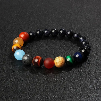 Romantic Universe Elastic Bracelet Couple Star Milky Way Volcanic Stone Beads Planet Original Natural stone Hand String Gifts