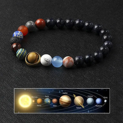 Romantic Universe Elastic Bracelet Couple Star Milky Way Volcanic Stone Beads Planet Original Natural stone Hand String Gifts
