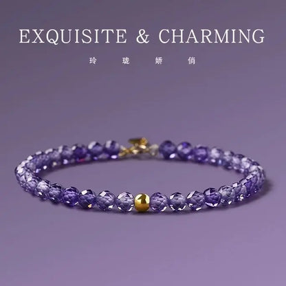 Natural Faceted Light Luxury Amethyst Bracelet for Women Simple and Niche Design Extremely Delicate Jewelry Gift for Girlfriend