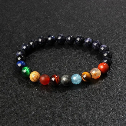 Romantic Universe Elastic Bracelet Couple Star Milky Way Volcanic Stone Beads Planet Original Natural stone Hand String Gifts