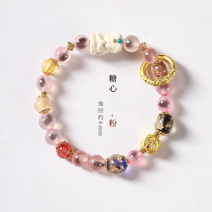 Candy Heart Agate Lucky Bead Bracelet