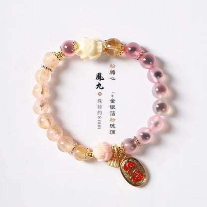 Candy Heart Agate Lucky Bead Bracelet