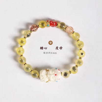 Candy Heart Agate Lucky Bead Bracelet